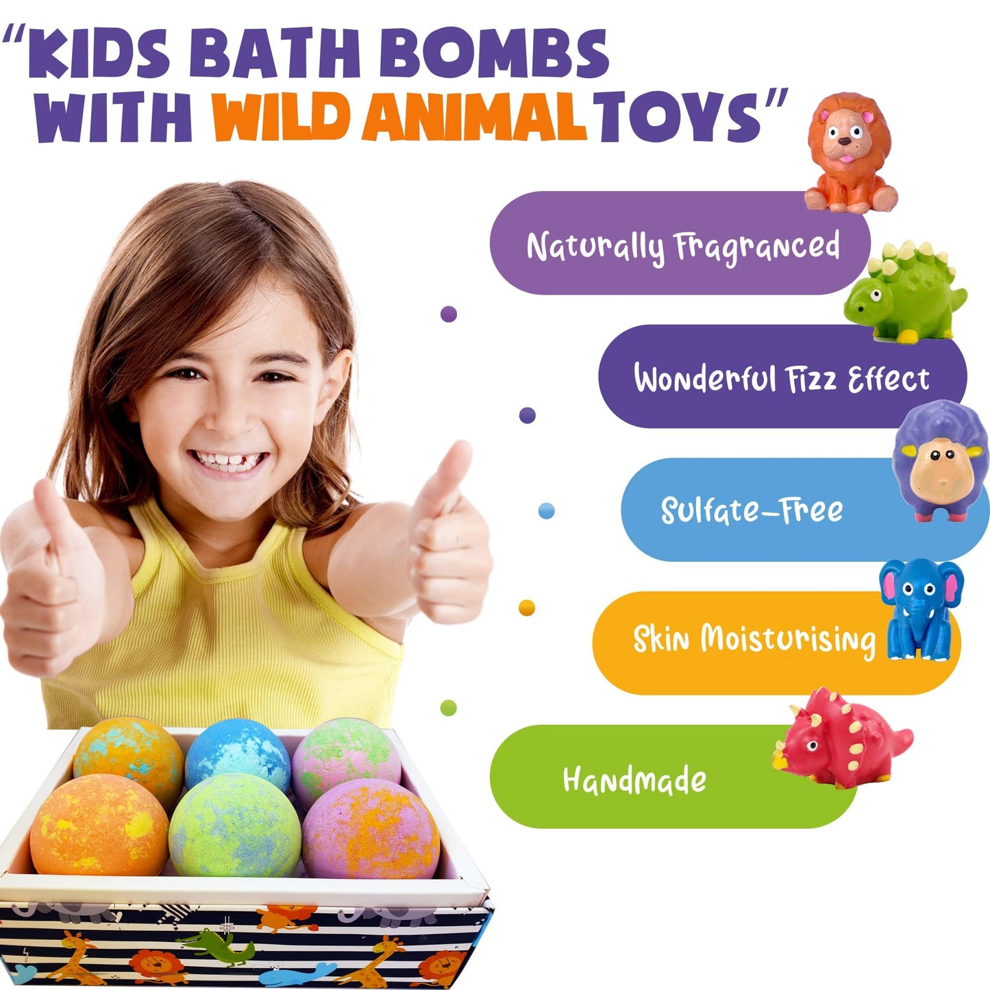 Bath Bombs for Kids with Surprise Inside - Organic, Gentle & Kid Friendly Bubble Bath Fizzies with Toys Inside. Spa Bath Fizz Balls Kit. Fizzy Balls w/Rich Bubbles, Birthday Gifts for Boys, Girls