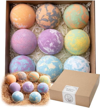 Bath Bombs for Women, 9pcs Handmade Bubble Bath Bombs with Natural Essential Oils, Wonderfull Gift for Women, as Well as Nice Valentine's Day or Birthday Gift for Wife and Girlfriend