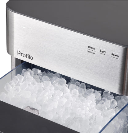 GE Profile Opal 2.0 Ultra Nugget Ice Maker with Scale Inhibiting Filter, Scoop Included, 38 lbs in 24 Hours, Pellet Ice Machine with WiFi & Smart Connected, Stainless Steel
