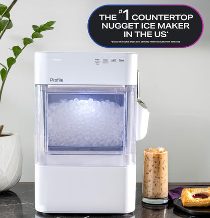 GE Profile Opal 2.0 Ultra Nugget Ice Maker with Scale Inhibiting Filter, Scoop Included, 38 lbs in 24 Hours, Pellet Ice Machine with WiFi & Smart Connected, Stainless Steel