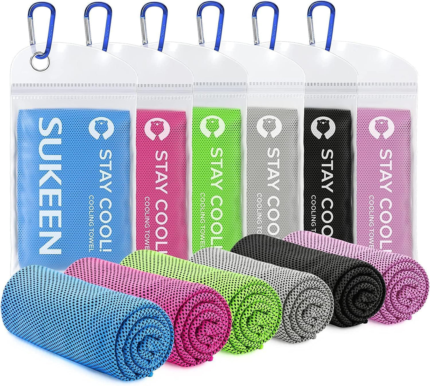 Sukeen 4 Pack Cooling Towels (40"x12") for Neck and Face, Cooling Neck Wraps, Breathable Cooling Towel for Hot Weather, Sweat Towels for Yoga, Sports, Golf, Gym, Camping, Running, Fitness, Workout