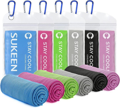 Sukeen 4 Pack Cooling Towels (40"x12") for Neck and Face, Cooling Neck Wraps, Breathable Cooling Towel for Hot Weather, Sweat Towels for Yoga, Sports, Golf, Gym, Camping, Running, Fitness, Workout