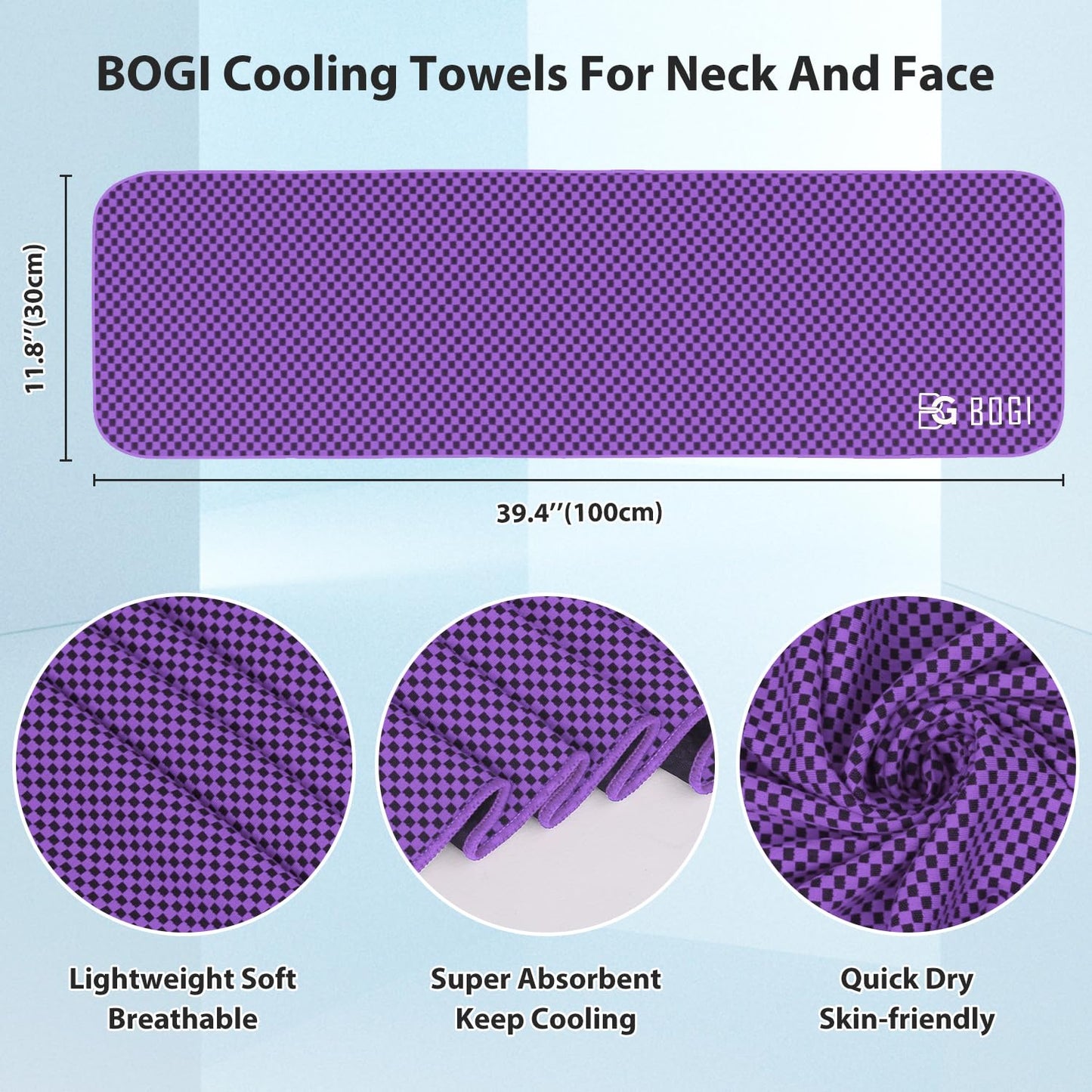 BOGI Cooling Towels for Neck and Face, Soft Breathable Cool Towel for Instant Cooling Stay Cool for Yoga, Sport, Gym, Camping, Running & More Activities