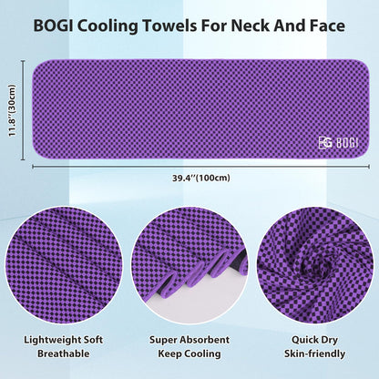 BOGI Cooling Towels for Neck and Face, Soft Breathable Cool Towel for Instant Cooling Stay Cool for Yoga, Sport, Gym, Camping, Running & More Activities