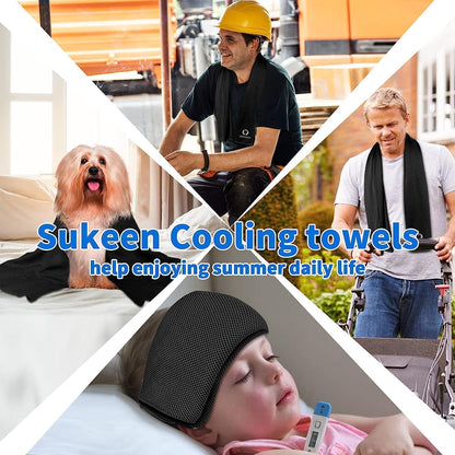 Sukeen 4 Pack Cooling Towels (40"x12") for Neck and Face, Cooling Neck Wraps, Breathable Cooling Towel for Hot Weather, Sweat Towels for Yoga, Sports, Golf, Gym, Camping, Running, Fitness, Workout