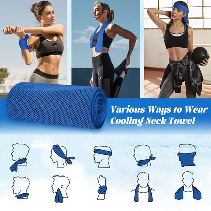 PAWPRO 4 Packs Cooling Towels for Neck and Face(40"x12"), Soft Breathable Cooling Towel with Waterproof Bag & Carabiner,Microfiber Cooling Towels for Yoga, Sport,Gym,Camping (Multicolor)