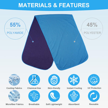 4 Pack Cooling Towels for Neck and Face(40"x12"), Cooling Neck Wraps, Ice Towel for Hot Weather, Soft Breathable Gym Towel, Cool Towel for Workout, Camping, Yoga, Sport, Running
