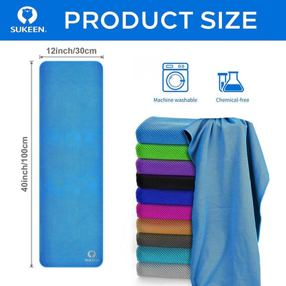 Sukeen 4 Pack Cooling Towels (40"x12") for Neck and Face, Cooling Neck Wraps, Breathable Cooling Towel for Hot Weather, Sweat Towels for Yoga, Sports, Golf, Gym, Camping, Running, Fitness, Workout
