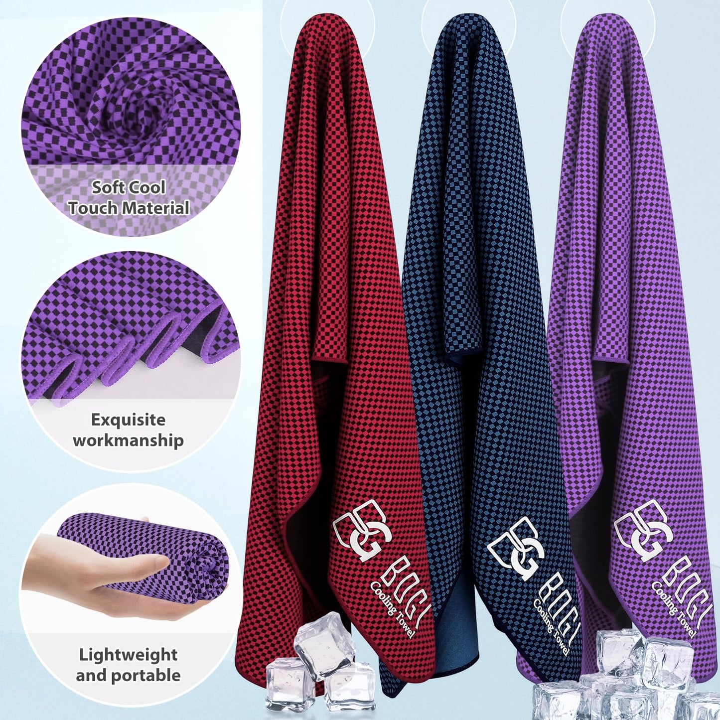 BOGI Cooling Towels for Neck and Face, Soft Breathable Cool Towel for Instant Cooling Stay Cool for Yoga, Sport, Gym, Camping, Running & More Activities