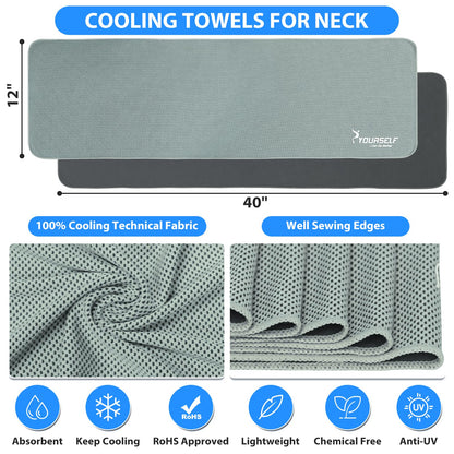 SYOURSELF Cooling Towels for Neck and Face, 4 Pack 40" x 12" Cooling Towel for Hot Weather, Soft Breathable Instant Cool Chilly Pad for Sports Golf Yoga Gym Athletes Camping Ice Towels(Mix-4pcs)