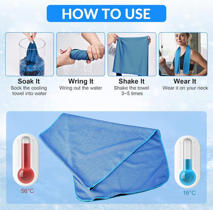 Cooling Towels for Neck and Face 8Pack(40"x12"), Cooling Neck Wraps for Gym | Sweat wicking, Quick dry, Lightweight, Reusable, Absorbent, Cool Towel for Running, Yoga, Workout, Travel, Climbing