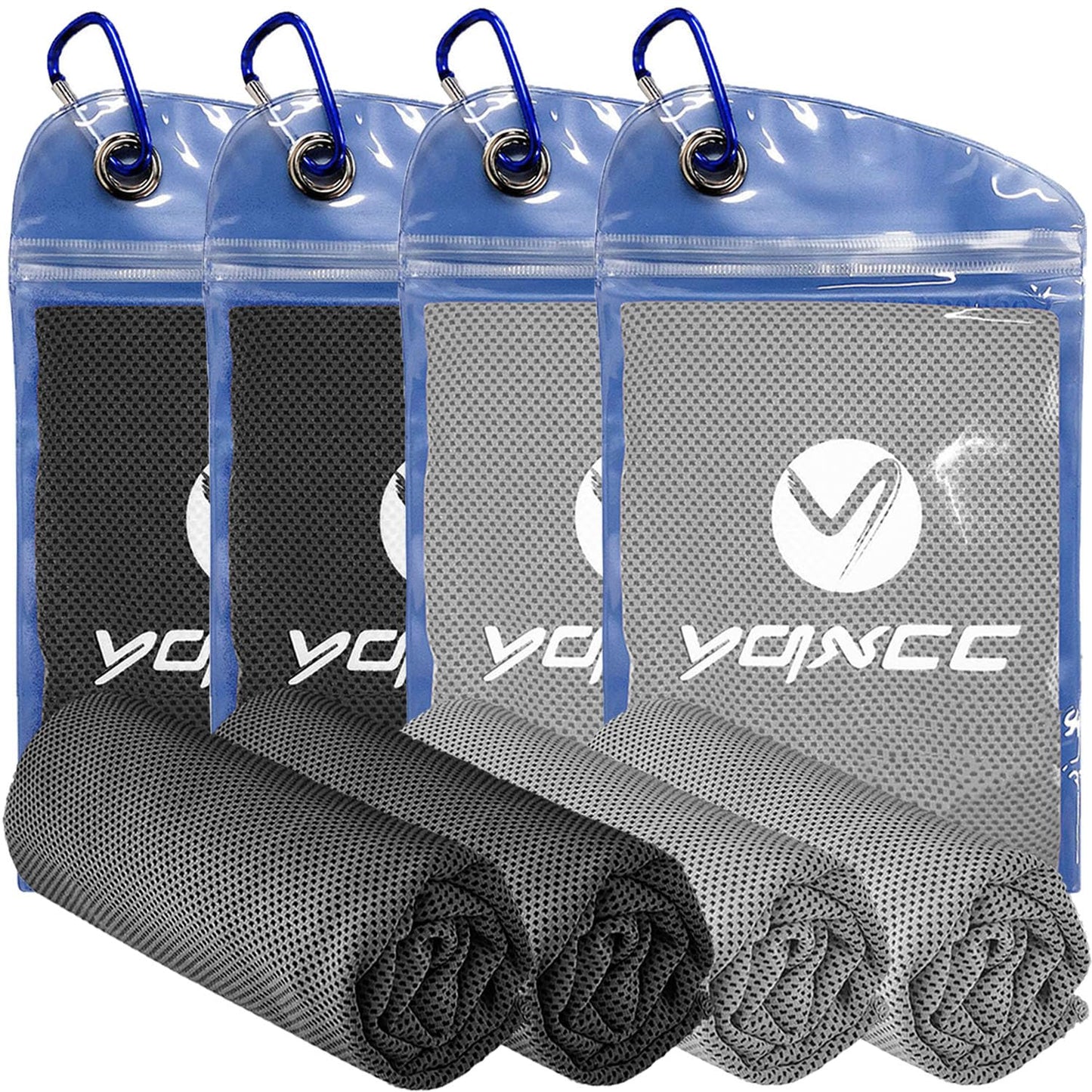 YQXCC 4 Pack Cooling Towels 40"x12", Cold Cool for Neck & Face | Cooling Neck Wraps, Soft Breathable Microfiber Chilly Towels, Ideal for Gym, Yoga, Golf, Running, Camping & Hot Weather