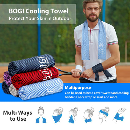 BOGI Cooling Towels for Neck and Face, Soft Breathable Cool Towel for Instant Cooling Stay Cool for Yoga, Sport, Gym, Camping, Running & More Activities