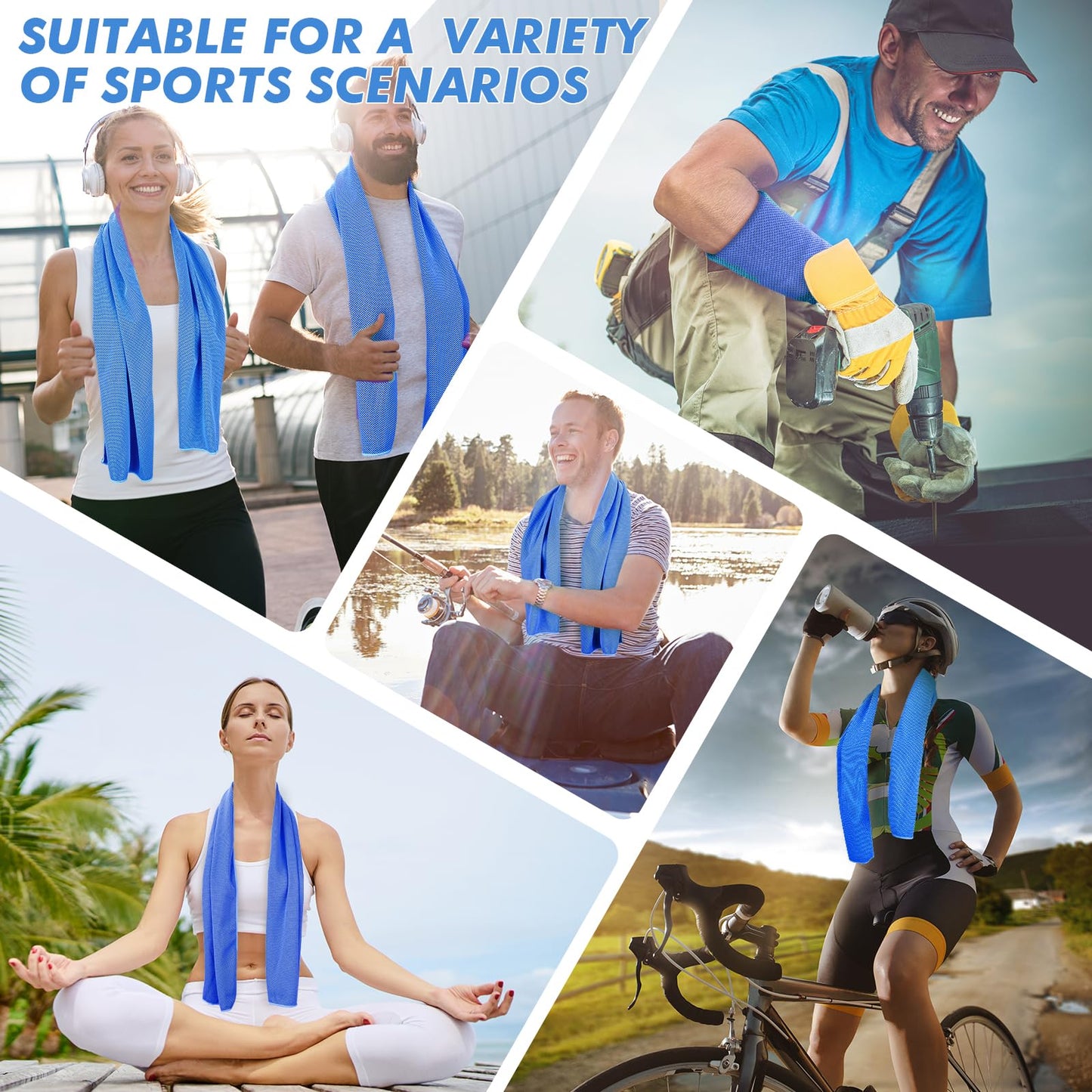 CSITE 4 Pack Cooling Towels (47"x12") for Neck and Face, Ice Towel for Hot Weather, Soft Breathable Chilly Gym Towels, Microfiber Towel for Work Out, Yoga, Running, Camping & More Activities