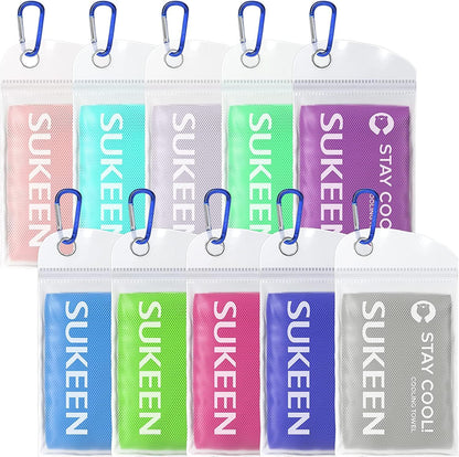 Sukeen 4 Pack Cooling Towels (40"x12") for Neck and Face, Cooling Neck Wraps, Breathable Cooling Towel for Hot Weather, Sweat Towels for Yoga, Sports, Golf, Gym, Camping, Running, Fitness, Workout