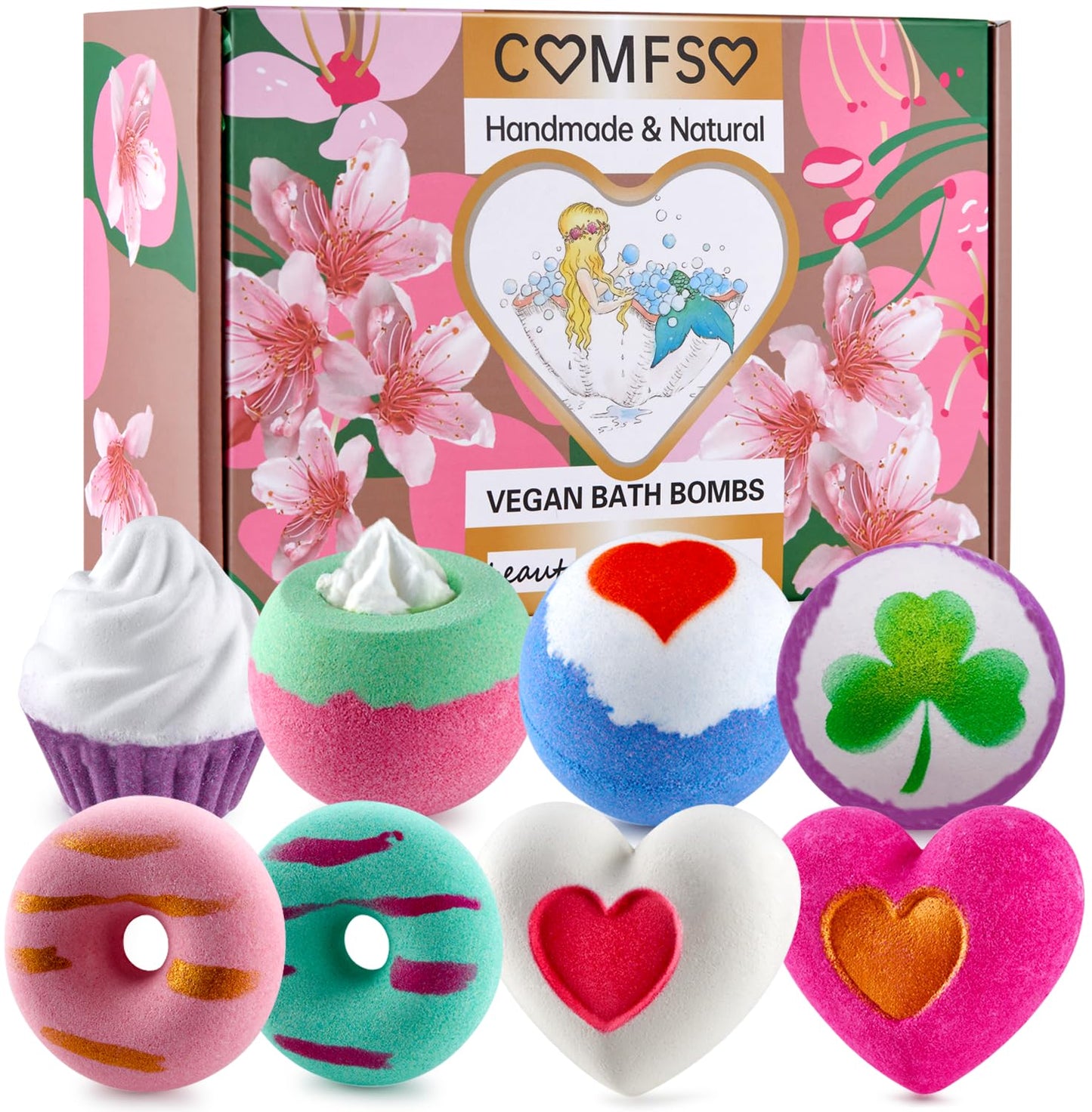 10 Bath Bombs for Kids, Bath Bomb Gift Set, Natural Bubble Bathbombs, Shea Butter Dry Skin Moisturize, Fizzy Spa Bath for Her Mom Women Kids Girls Girlfriend, Birthday, Mothers Day Gifts