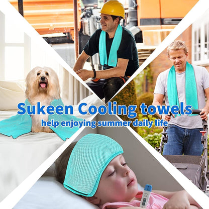 Sukeen 4 Pack Cooling Towels (40"x12") for Neck and Face, Cooling Neck Wraps, Breathable Cooling Towel for Hot Weather, Sweat Towels for Yoga, Sports, Golf, Gym, Camping, Running, Fitness, Workout