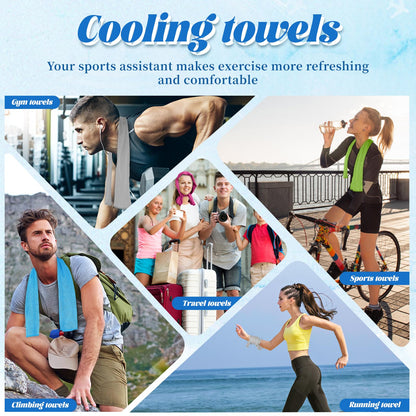 PAWPRO 4 Packs Cooling Towels for Neck and Face(40"x12"), Soft Breathable Cooling Towel with Waterproof Bag & Carabiner,Microfiber Cooling Towels for Yoga, Sport,Gym,Camping (Multicolor)