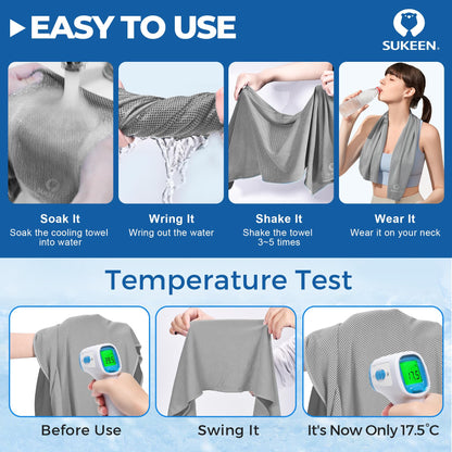 Sukeen Cooling Towels 6 Pack (40"x12"), Cooling Towels for Neck and Face, Quick Dry Sport Camping Cooling Towel, Cold Towel for Hot Weather