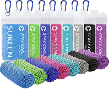 Sukeen 4 Pack Cooling Towels (40"x12") for Neck and Face, Cooling Neck Wraps, Breathable Cooling Towel for Hot Weather, Sweat Towels for Yoga, Sports, Golf, Gym, Camping, Running, Fitness, Workout