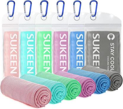 Sukeen 4 Pack Cooling Towels (40"x12") for Neck and Face, Cooling Neck Wraps, Breathable Cooling Towel for Hot Weather, Sweat Towels for Yoga, Sports, Golf, Gym, Camping, Running, Fitness, Workout