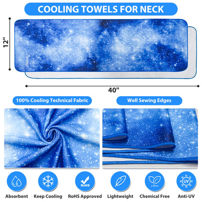 SYOURSELF Cooling Towels for Neck and Face, 4 Pack 40" x 12" Cooling Towel for Hot Weather, Soft Breathable Instant Cool Chilly Pad for Sports Golf Yoga Gym Athletes Camping Ice Towels(Mix-4pcs)