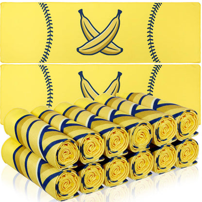 12 Pcs Cooling Towel Baseball Football Basketball Breathable Chilly Softball Soccer Ice Towel, 40"x12" Tennis Microfiber Accessories for Player(White,Baseball)