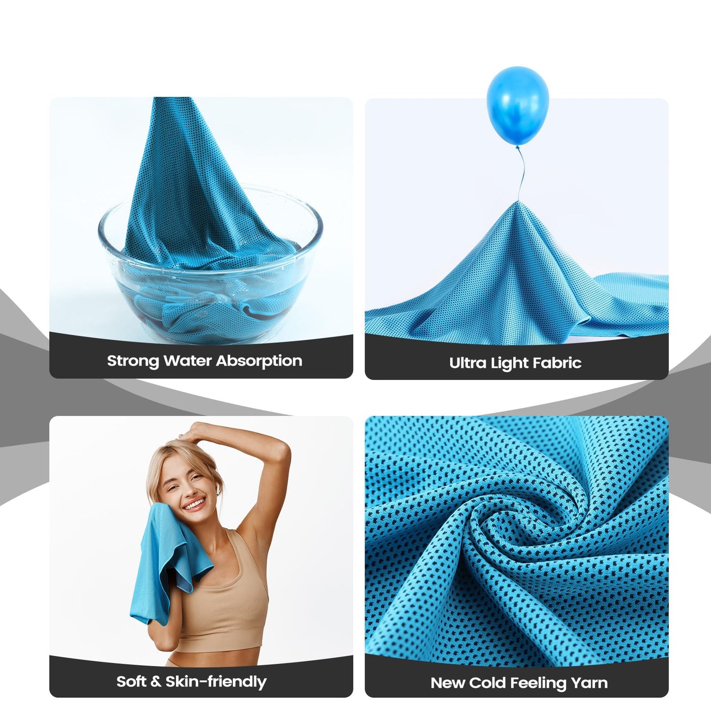 Clothirily Cooling Towels for Women Men, Breathable Cooling Towels for Neck and Face, Workout Towel for Hot Weather, Sweat Towel for Gym Yoga, Camping, Fitness, Running, Traveling, 6 Pack 40"x12"