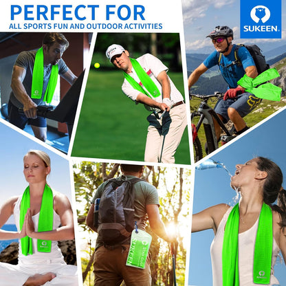 Sukeen 4 Pack Cooling Towels (40"x12") for Neck and Face, Cooling Neck Wraps, Breathable Cooling Towel for Hot Weather, Sweat Towels for Yoga, Sports, Golf, Gym, Camping, Running, Fitness, Workout