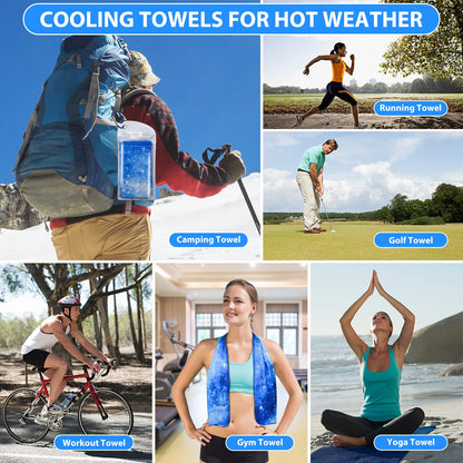 SYOURSELF Cooling Towels for Neck and Face, 4 Pack 40" x 12" Cooling Towel for Hot Weather, Soft Breathable Instant Cool Chilly Pad for Sports Golf Yoga Gym Athletes Camping Ice Towels(Mix-4pcs)