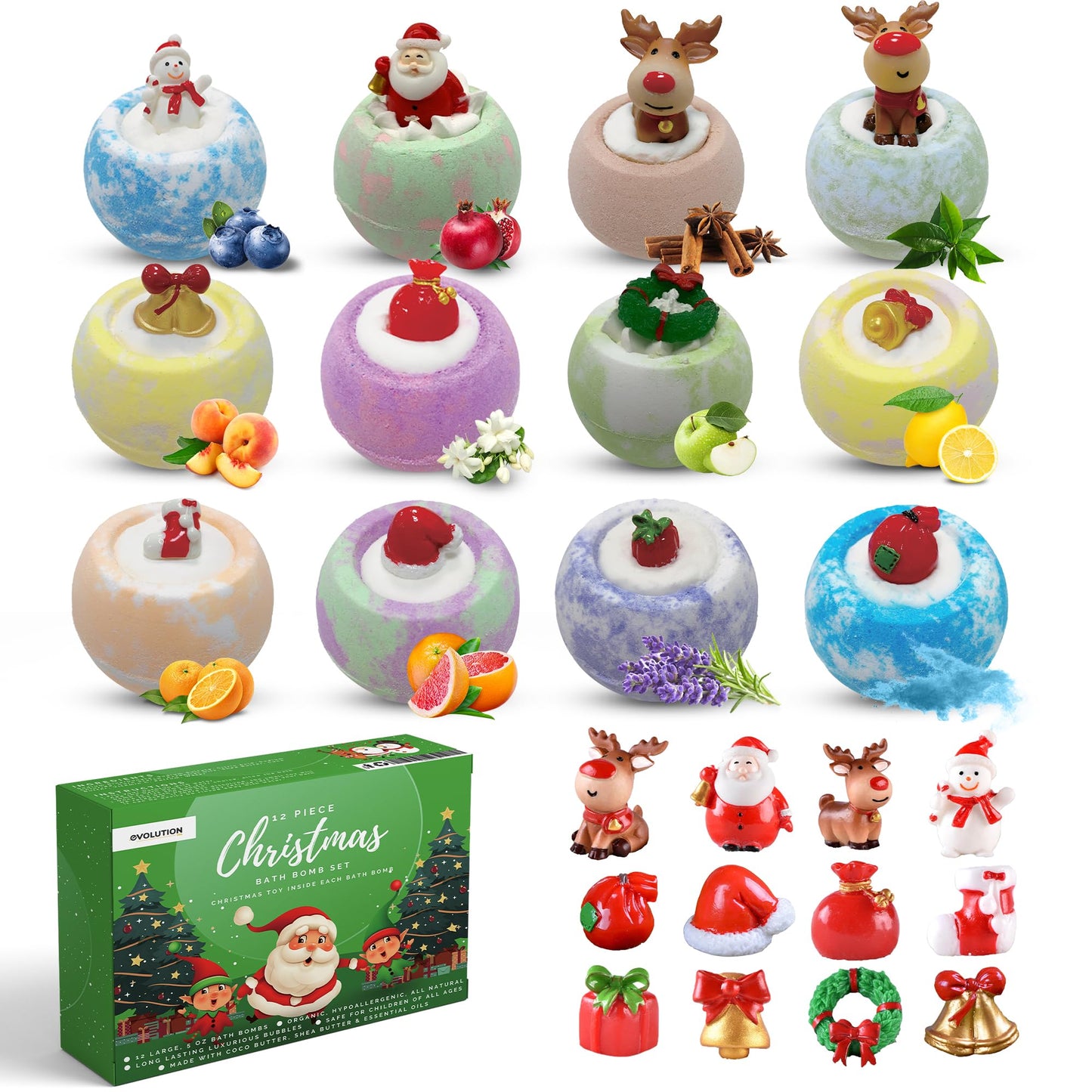 EvolutionUSA 12 Bloom Bath Bombs with Toys - Adorable Girl Bath Bomb Set, Bubbly Kids Bathbombs, Fizzy Bath Ball, Kids Bath Bombs for Girls, Childrens Bath Bomb Set Easter, Birthday, Christmas Gift