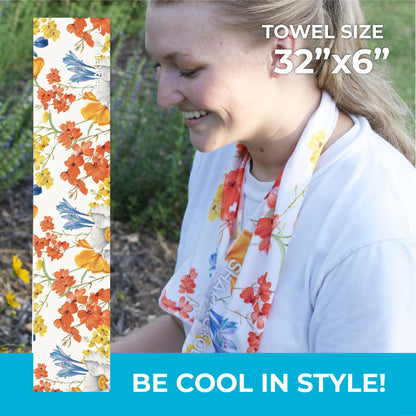 SHAKEitCOOL Original Cooling Towel – Be Cool in Style - Heat Relief, Soft, Lightweight, Sun Protection, Easy Clean - Perfect for Biking, Running, Yoga, Gym, Gardening - Aurora