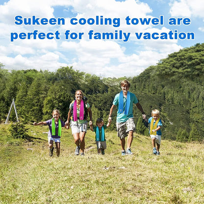 Sukeen 4 Pack Cooling Towels (40"x12") for Neck and Face, Cooling Neck Wraps, Breathable Cooling Towel for Hot Weather, Sweat Towels for Yoga, Sports, Golf, Gym, Camping, Running, Fitness, Workout