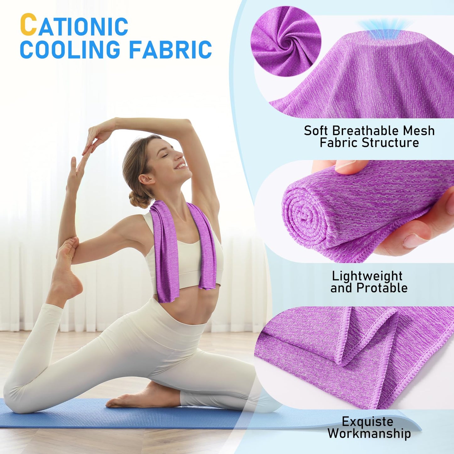 Pleneal Cooling Towels - 6 Pack Cooling Towel (40"x12"), Ice Gym Towels for Working Out, Microfiber Cooling Towels for Neck and Face, Yoga Towel for Home Gym, Workout & More Activities