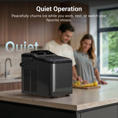 Typhur Smart Nugget Ice Maker Countertop with App Control, Pebble Ice Machine, Portable Pellet Ice Maker with Handle, Self-Cleaning Pump, 8 Cleaners, 35lbs/24H for Home, Kitchen, Office, RV, Silver
