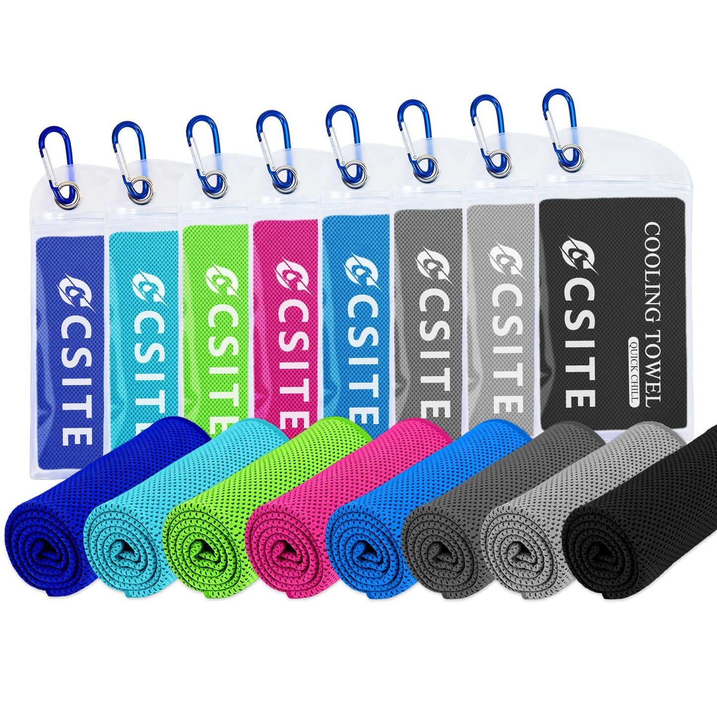 CSITE 4 Pack Cooling Towels (47"x12") for Neck and Face, Ice Towel for Hot Weather, Soft Breathable Chilly Gym Towels, Microfiber Towel for Work Out, Yoga, Running, Camping & More Activities