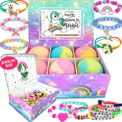 Bath Bombs for Kids with Surprise Inside - Organic, Gentle & Kid Friendly Bubble Bath Fizzies with Toys Inside. Spa Bath Fizz Balls Kit. Fizzy Balls w/Rich Bubbles, Birthday Gifts for Boys, Girls