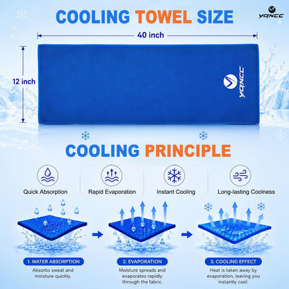 YQXCC 4 Pack Cooling Towels 40"x12", Cold Cool for Neck & Face | Cooling Neck Wraps, Soft Breathable Microfiber Chilly Towels, Ideal for Gym, Yoga, Golf, Running, Camping & Hot Weather