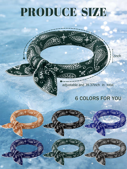 Coume 6 Pack Cooling Neck Wraps Neck Cooler Ice Bandanas Scarf for Hot Weather Summer Ultra Running Walking Riding Women Men