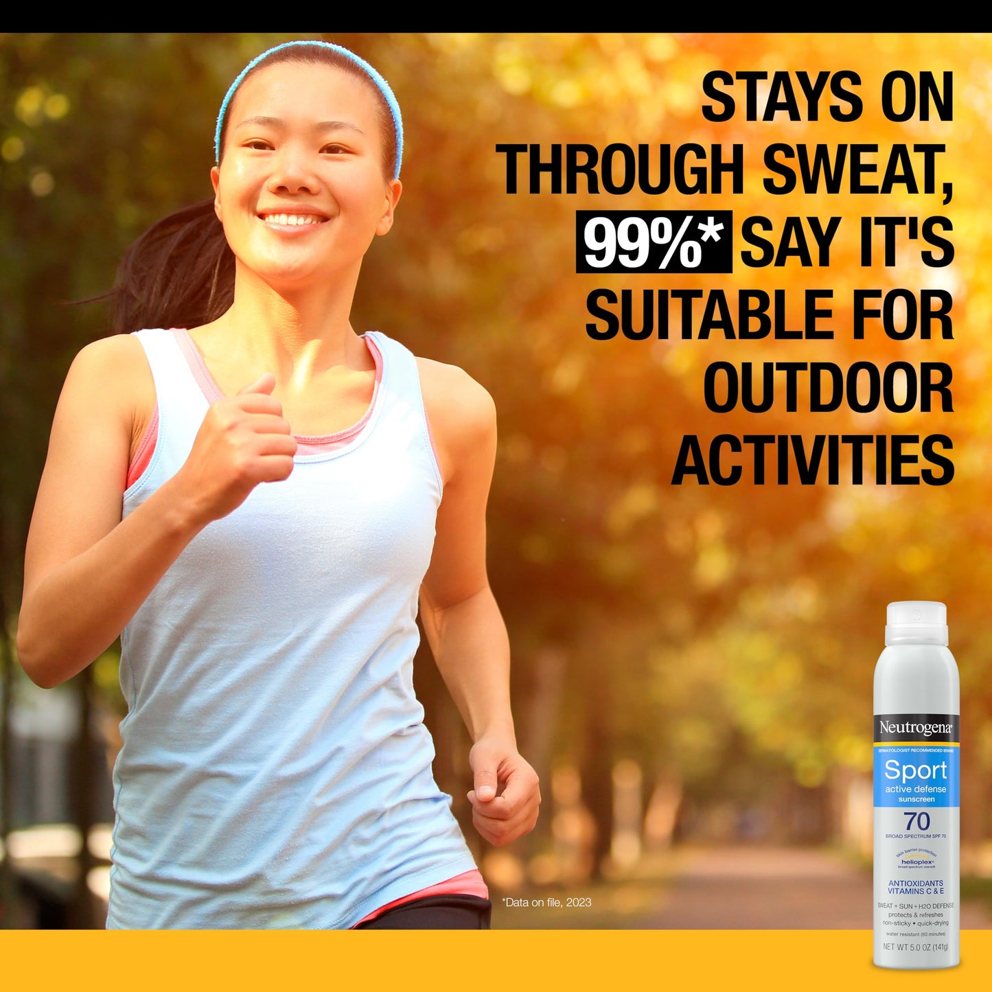 Neutrogena, Sport Face Sunscreen SPF 70+, Oil-Free, Sweat and Water-Resistant, Broad-Spectrum UVA/UVB, 2.5 Fl Oz