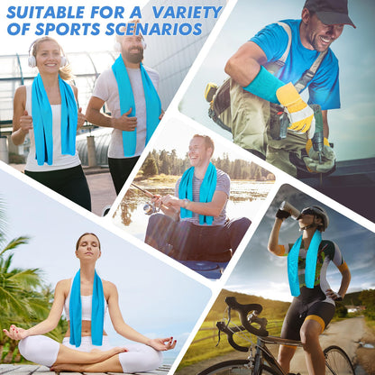 CSITE 4 Pack Cooling Towels (47"x12") for Neck and Face, Ice Towel for Hot Weather, Soft Breathable Chilly Gym Towels, Microfiber Towel for Work Out, Yoga, Running, Camping & More Activities