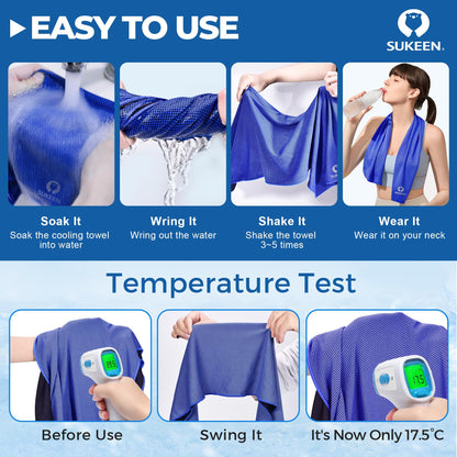 Sukeen Cooling Towels 6 Pack (40"x12"), Cooling Towels for Neck and Face, Quick Dry Sport Camping Cooling Towel, Cold Towel for Hot Weather