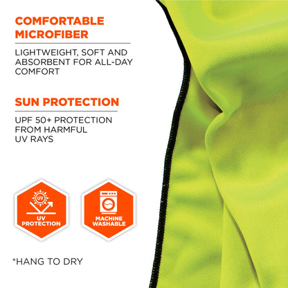Ergodyne Chill Its 6602MF Cooling Towel, Soft Microfiber Material, UPF 50+,Blue,41" x 9.84"