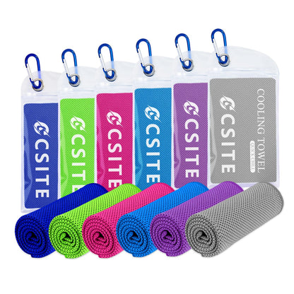 CSITE 4 Pack Cooling Towels (47"x12") for Neck and Face, Ice Towel for Hot Weather, Soft Breathable Chilly Gym Towels, Microfiber Towel for Work Out, Yoga, Running, Camping & More Activities