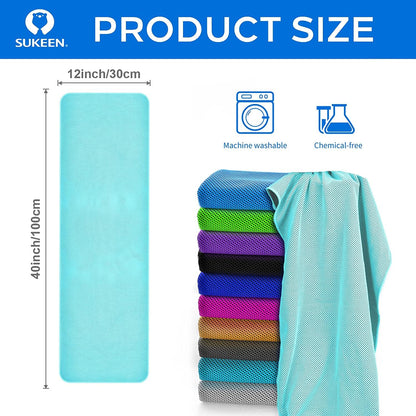 Sukeen 4 Pack Cooling Towels (40"x12") for Neck and Face, Cooling Neck Wraps, Breathable Cooling Towel for Hot Weather, Sweat Towels for Yoga, Sports, Golf, Gym, Camping, Running, Fitness, Workout