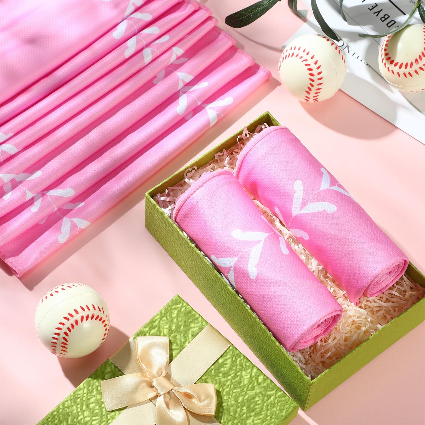 12 Pcs Cooling Towel Baseball Football Basketball Breathable Chilly Softball Soccer Ice Towel, 40"x12" Tennis Microfiber Accessories for Player(White,Baseball)