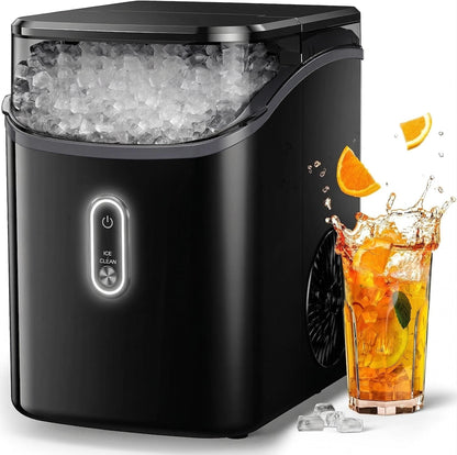 Nugget Ice Maker Countertop - Silonn Smart Pebble Ice Machine, Pellet Ice 44 lbs per Day, Crushed Ice from Timer Function and Status Alerts with Silonn App, Stainless Steel