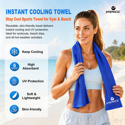 YQXCC 4 Pack Cooling Towels (40"x12"), Cool Neck Towel, Soft Breathable Microfiber for Gym, Yoga, Golf, Running, Camping & Summer Outdoor Activities