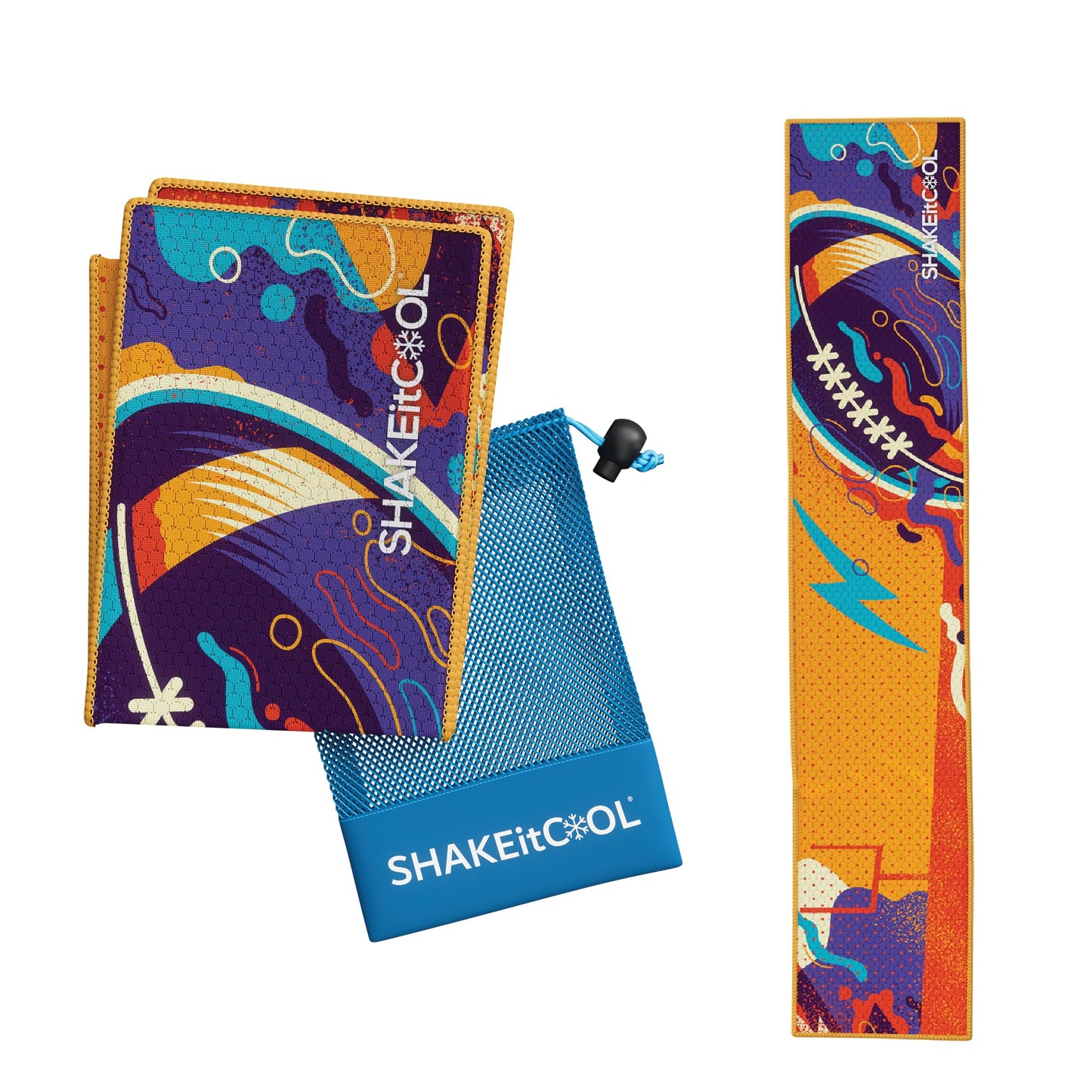 SHAKEitCOOL Original Cooling Towel – Be Cool in Style - Heat Relief, Soft, Lightweight, Sun Protection, Easy Clean - Perfect for Biking, Running, Yoga, Gym, Gardening - Aurora