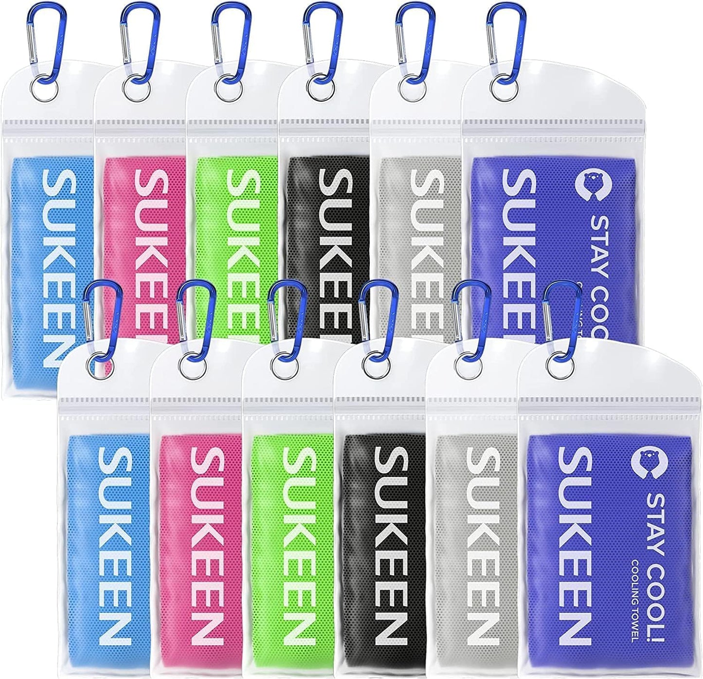 Sukeen 4 Pack Cooling Towels (40"x12") for Neck and Face, Cooling Neck Wraps, Breathable Cooling Towel for Hot Weather, Sweat Towels for Yoga, Sports, Golf, Gym, Camping, Running, Fitness, Workout